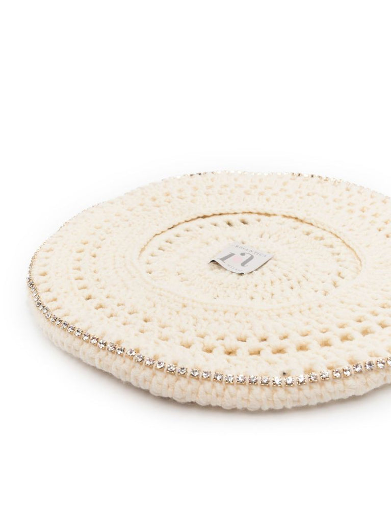 Neutral Crystal Embellished Beret