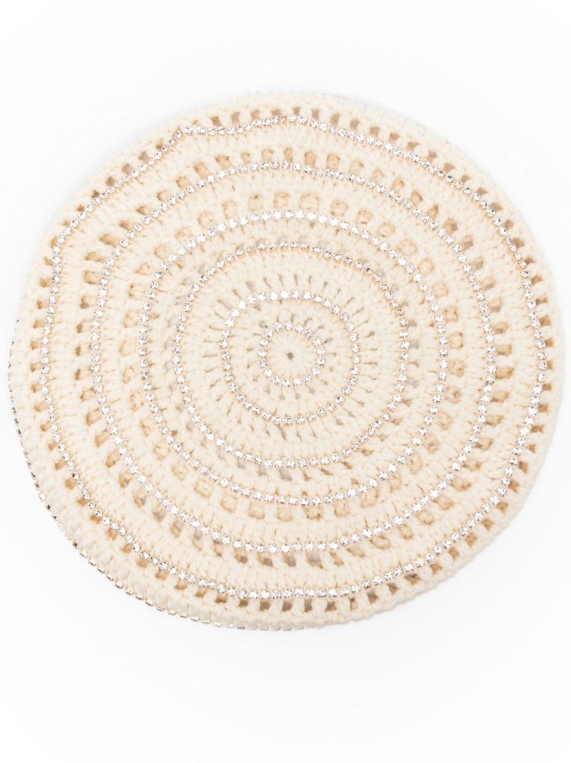 Neutral Crystal Embellished Beret