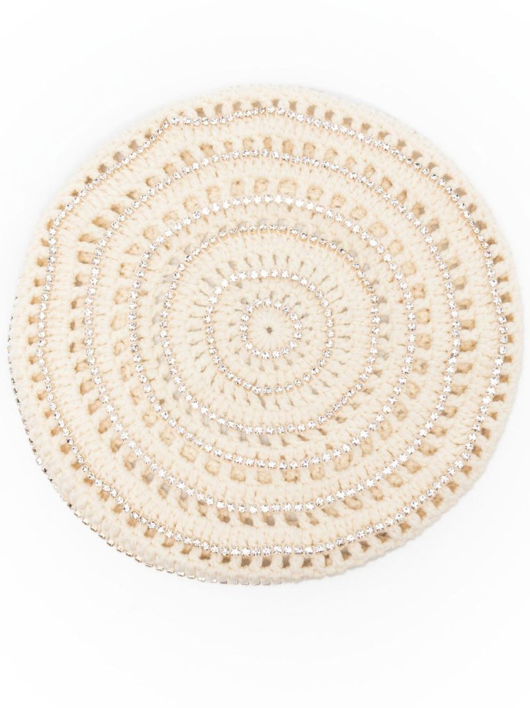 Neutral Crystal Embellished Beret