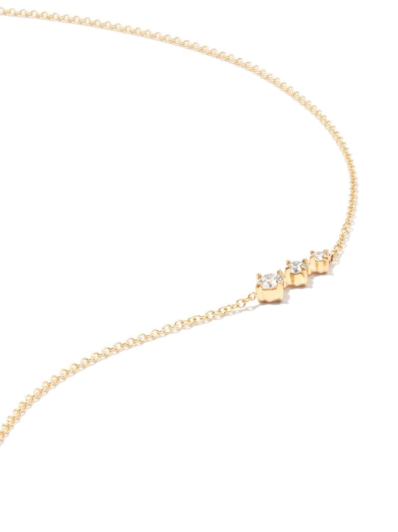 14k Yellow Gold Floating Triple Diamond Necklace