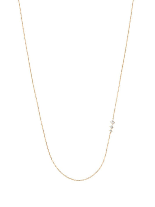 14k Yellow Gold Floating Triple Diamond Necklace