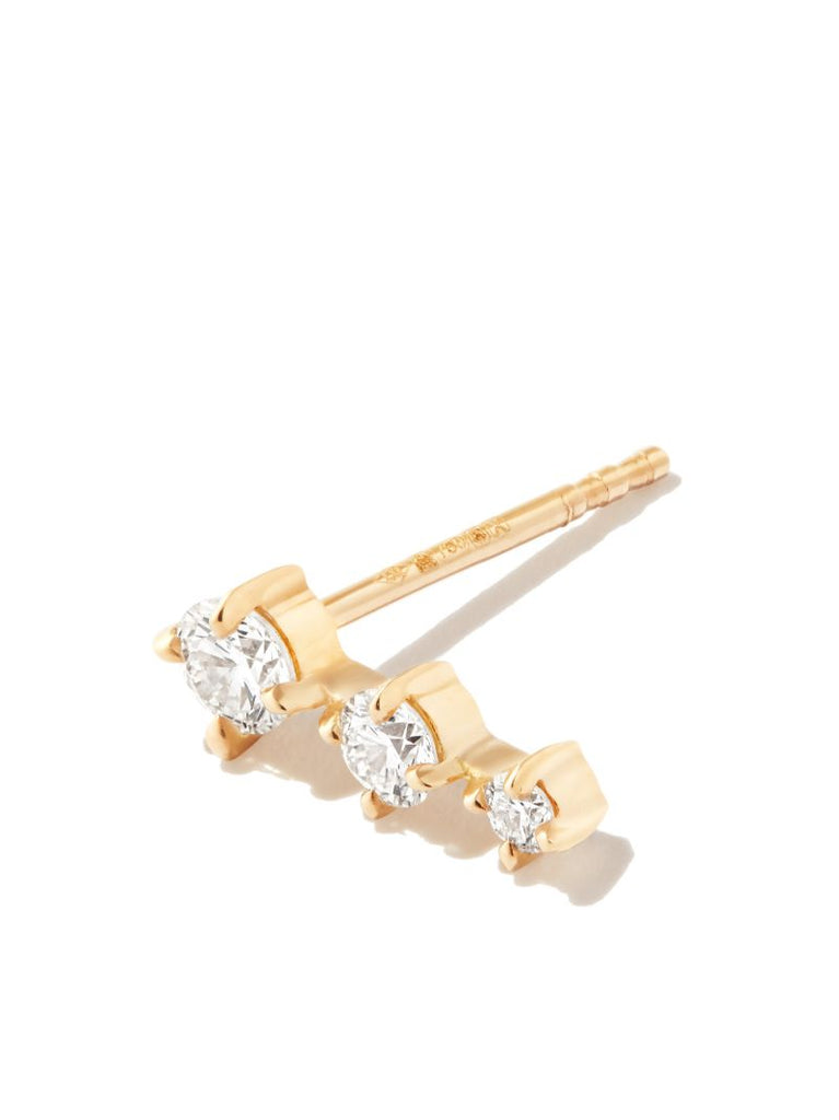 18k Yellow Gold Mini Triple Diamond Stud
