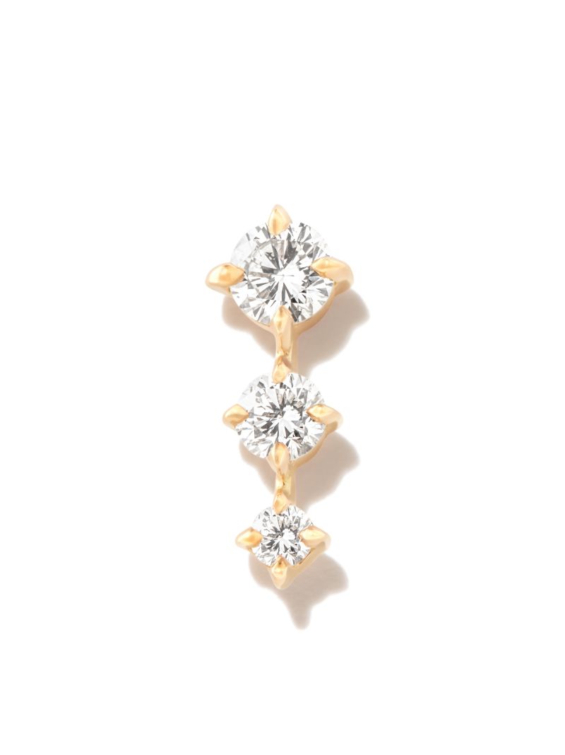 18k Yellow Gold Mini Triple Diamond Stud