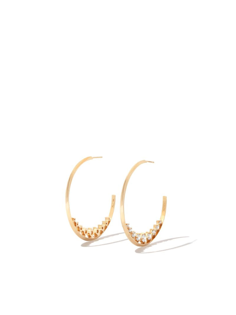 18k Yellow Gold Ã_x0083_â_x0080_°clat Diamond Hoop Earrings