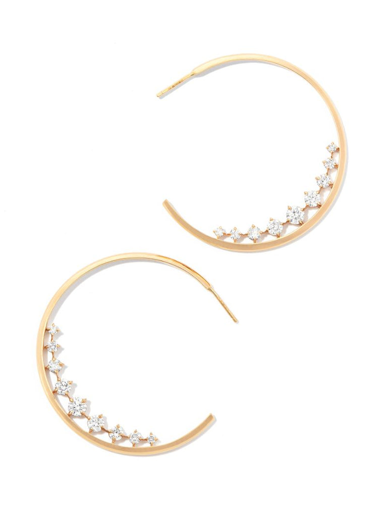 18k Yellow Gold Ã_x0083_â_x0080_°clat Diamond Hoop Earrings
