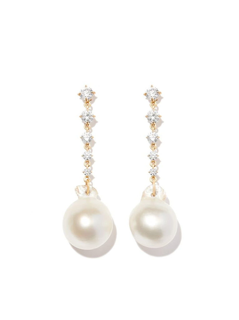 18k Yellow Gold Ã_x0083_â_x0080_°clat Pearl Diamond Earrings