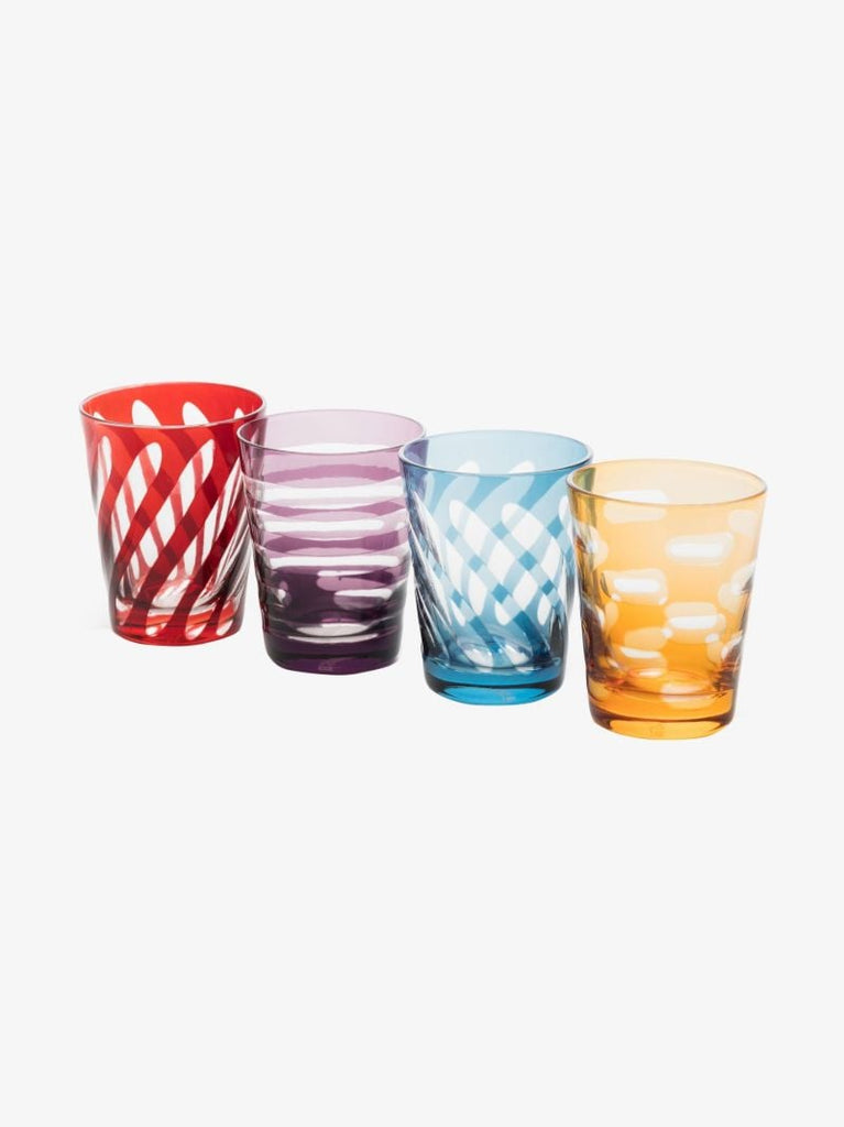 Multicoloured Tubular Tumbler Glass Set
