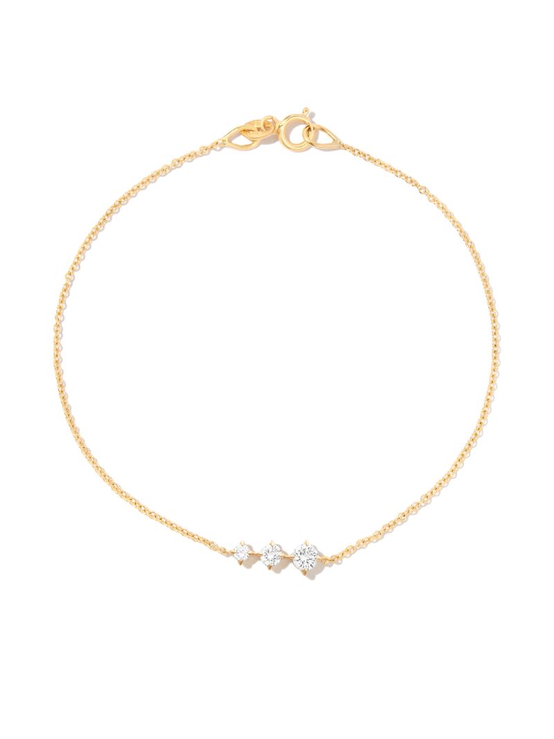 14k Yellow Gold Floating Triple Diamond Bracelet