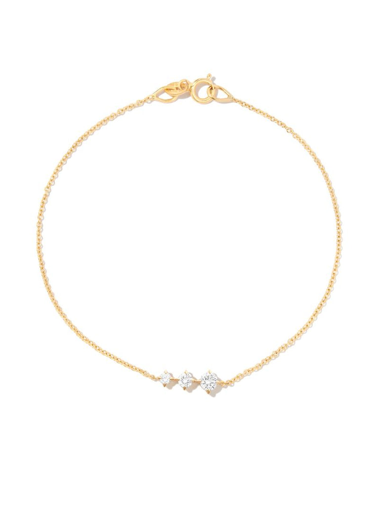14k Yellow Gold Floating Triple Diamond Bracelet