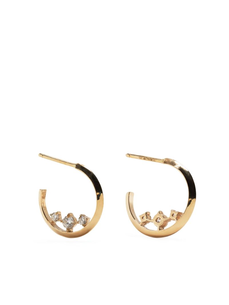 18k Yellow Gold Diamond Hoop Earrings