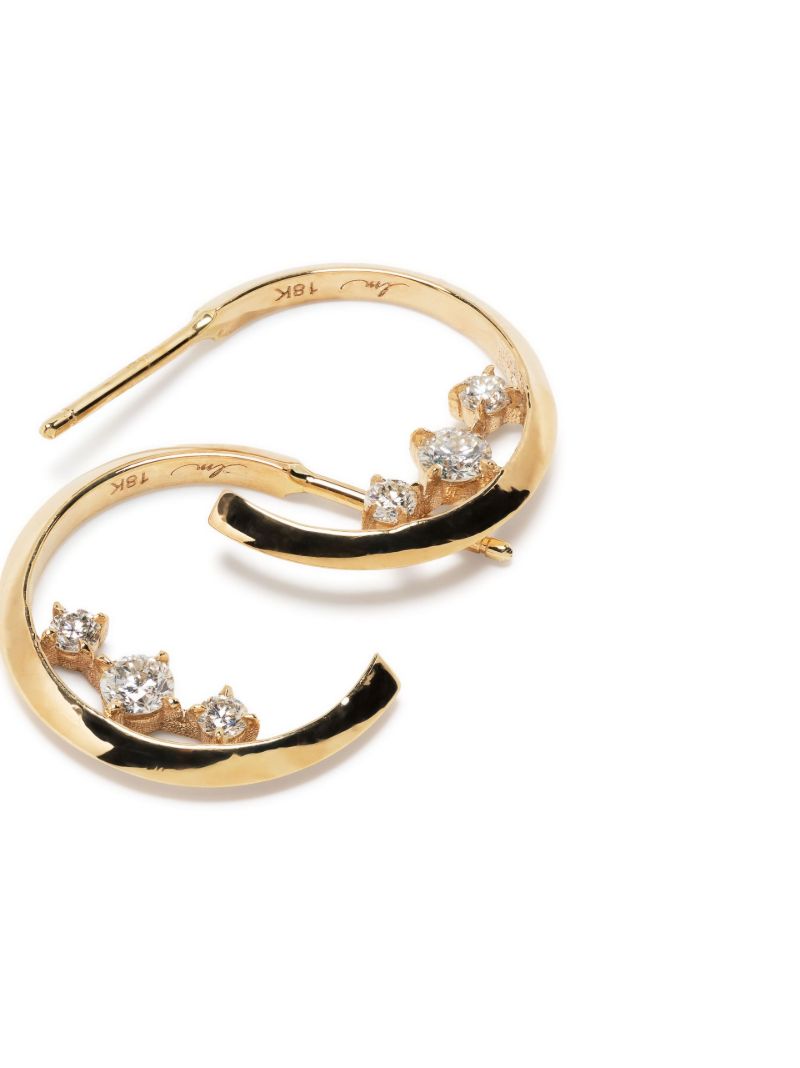 18k Yellow Gold Diamond Hoop Earrings