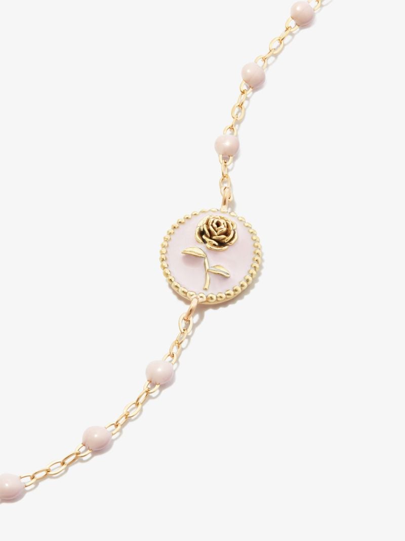18k Yellow Gold Rose Enamel Bracelet