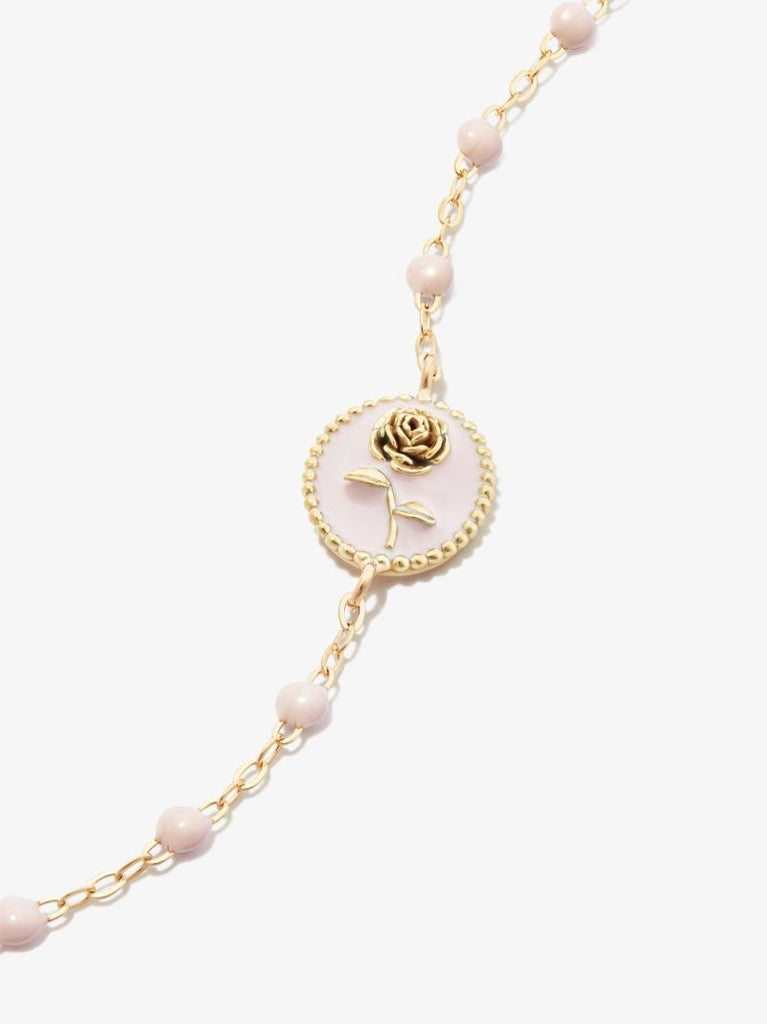 18k Yellow Gold Rose Enamel Bracelet