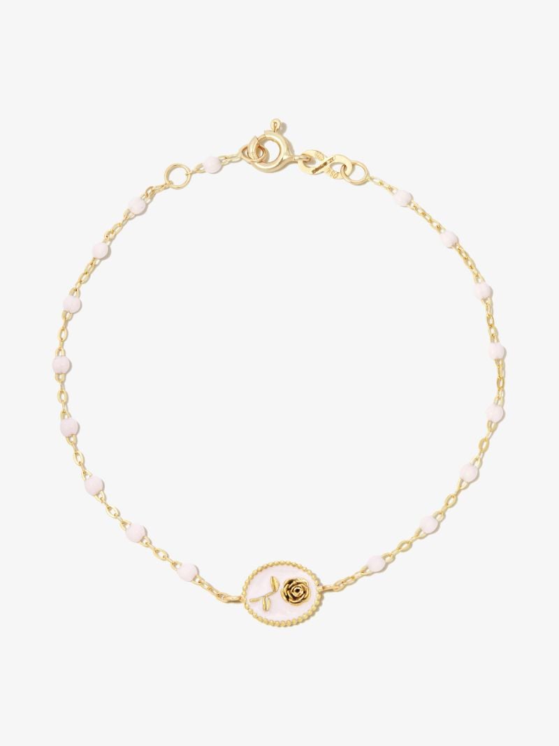 18k Yellow Gold Rose Enamel Bracelet