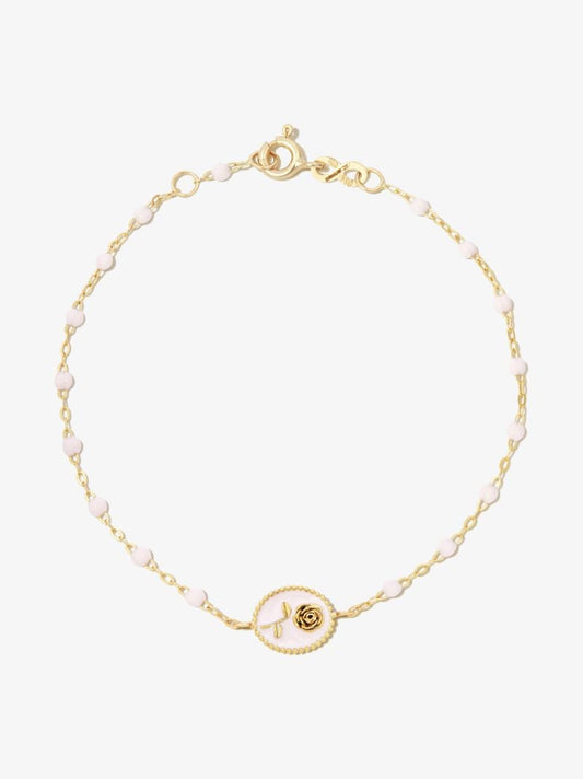 18k Yellow Gold Rose Enamel Bracelet