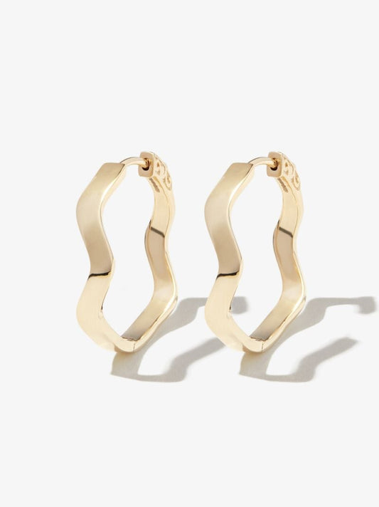 14k Yellow Gold Curve Hoop Earrings