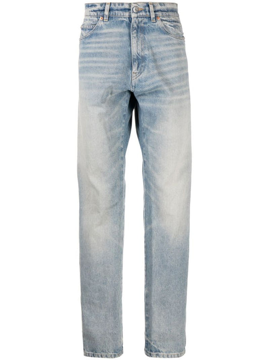 Blue Twist Detail Straight-leg Jeans