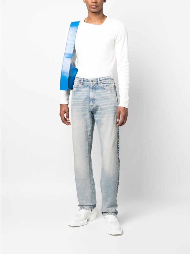Blue Twist Detail Straight-leg Jeans