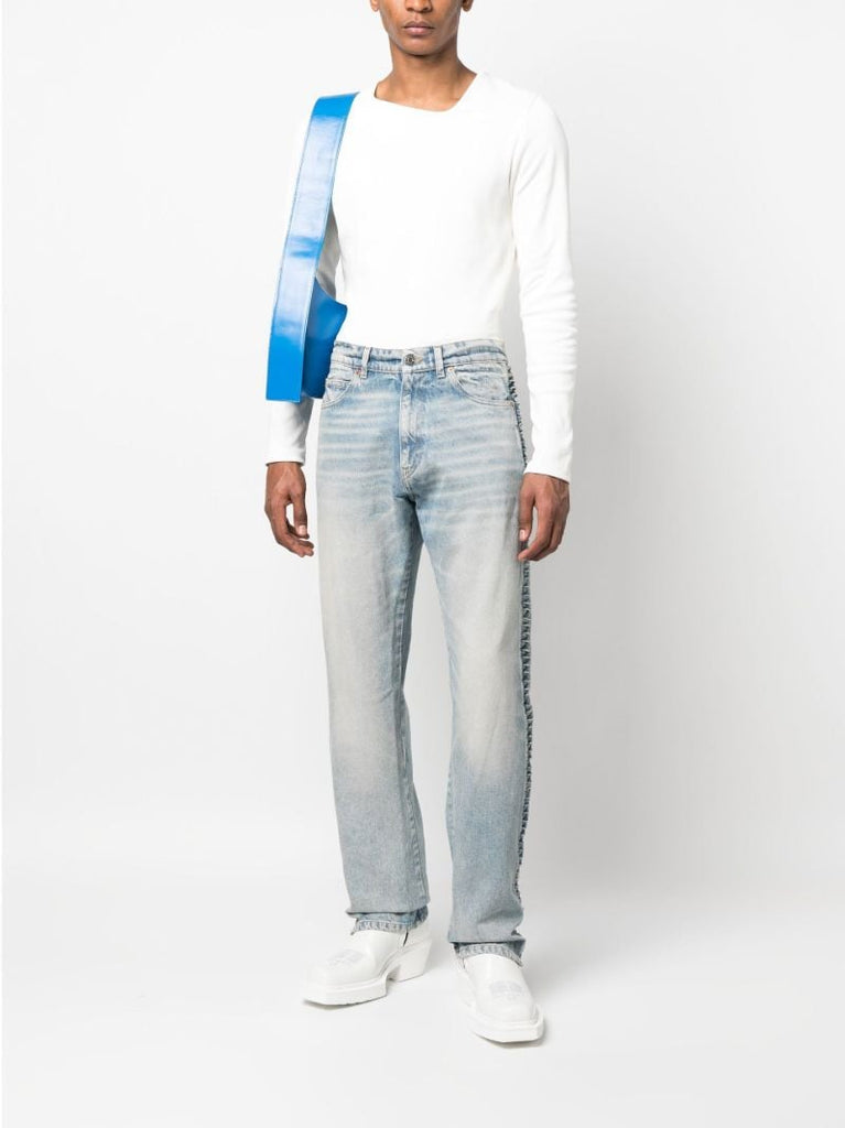 Blue Twist Detail Straight-leg Jeans