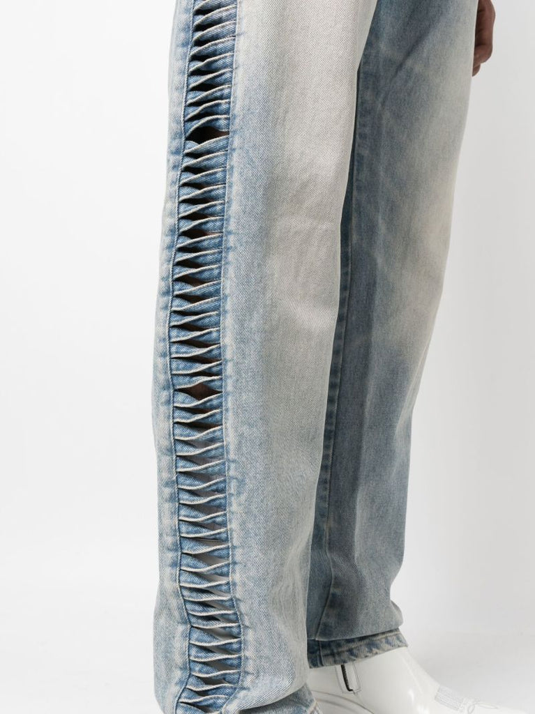 Blue Twist Detail Straight-leg Jeans