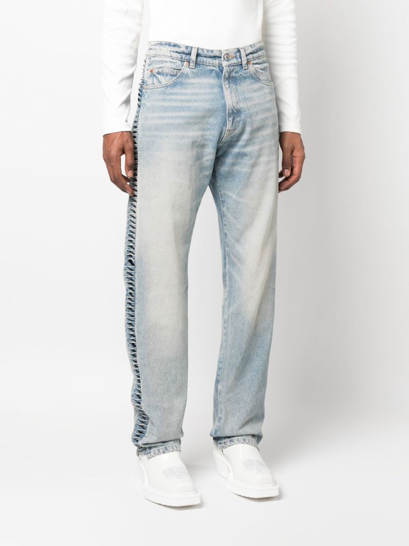 Blue Twist Detail Straight-leg Jeans