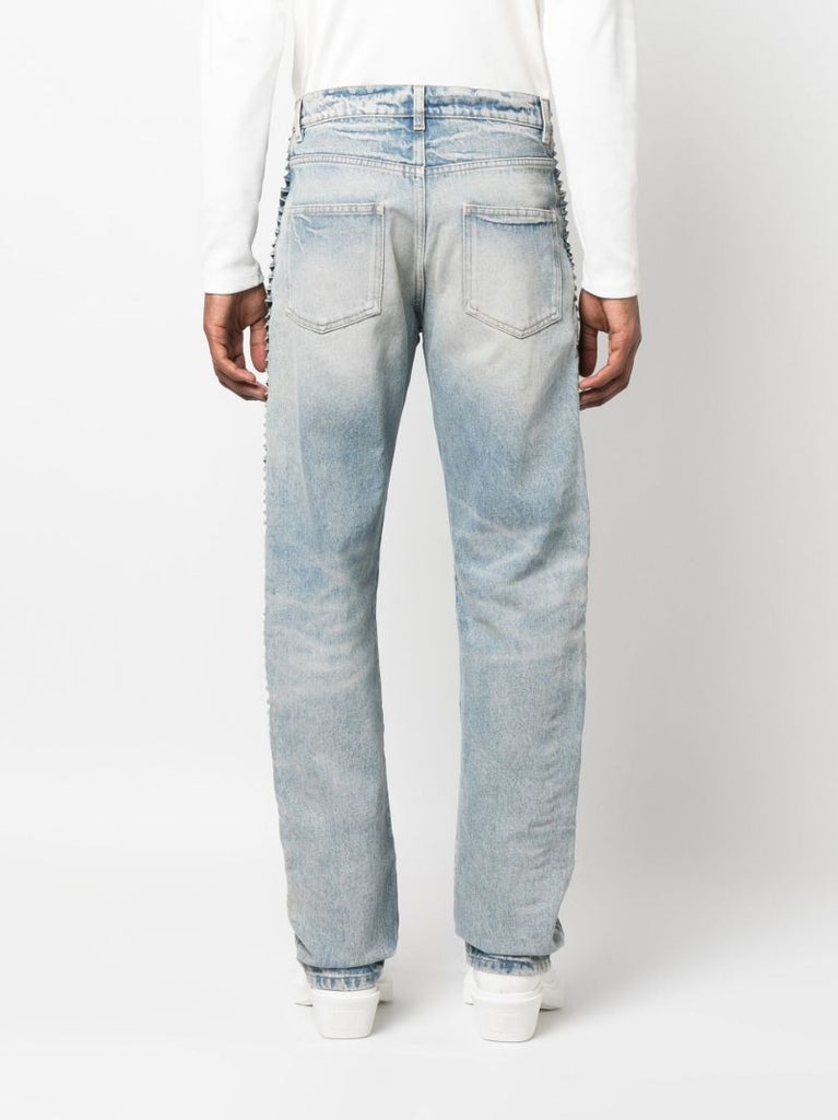 Blue Twist Detail Straight-leg Jeans