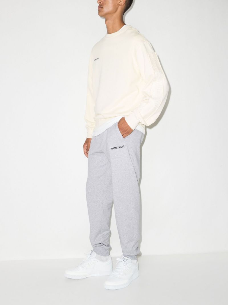 Grey Logo Print Tapered Track Pants