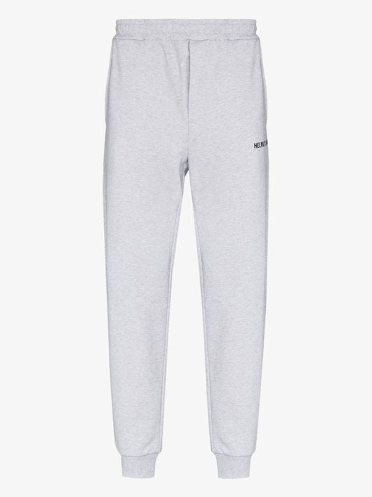 Grey Logo Print Tapered Track Pants