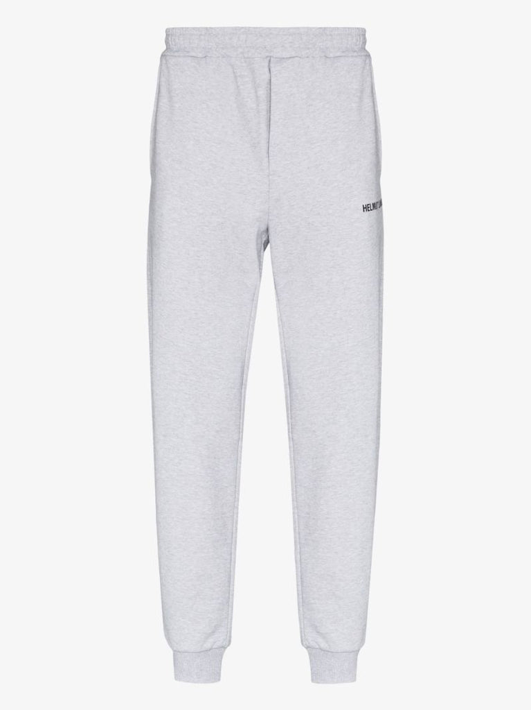 Grey Logo Print Tapered Track Pants