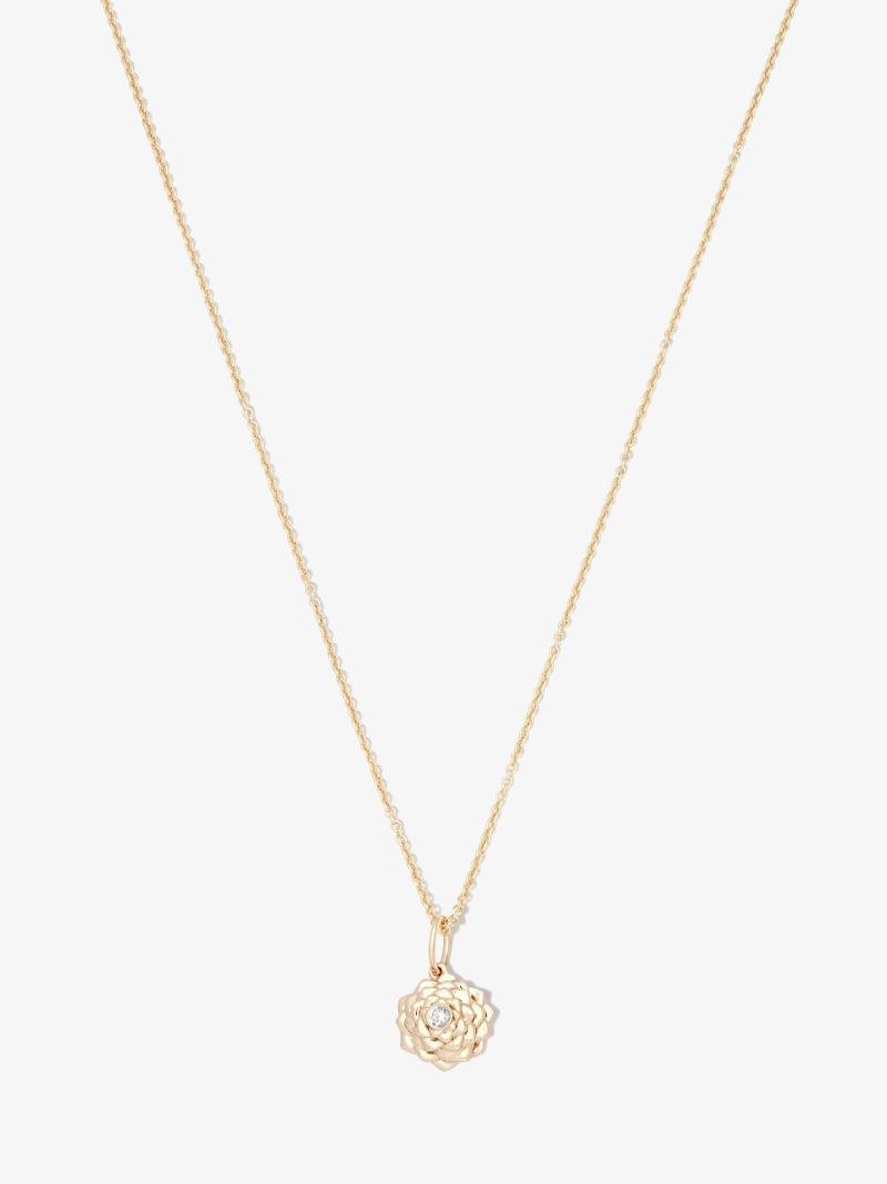 14k Yellow Gold Camellia Diamond Necklace