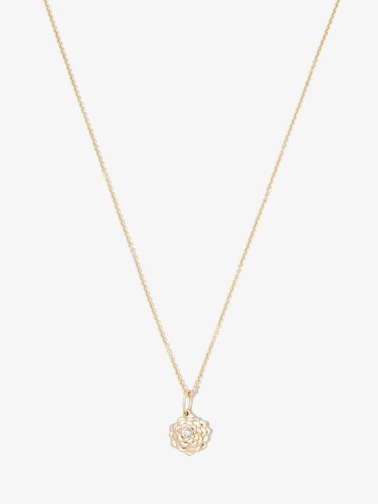 14k Yellow Gold Camellia Diamond Necklace