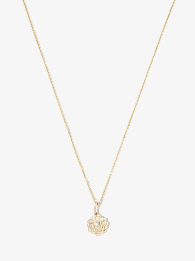 14k Yellow Gold Camellia Diamond Necklace