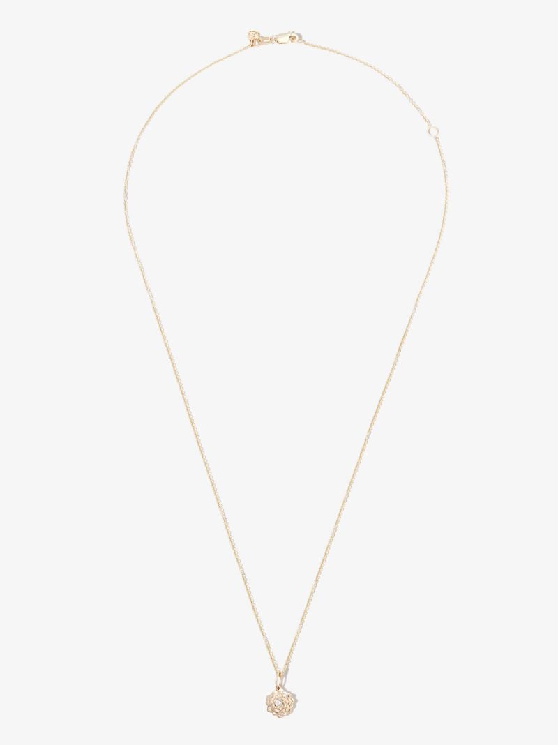 14k Yellow Gold Camellia Diamond Necklace