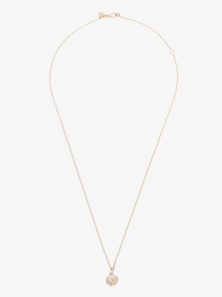 14k Yellow Gold Camellia Diamond Necklace