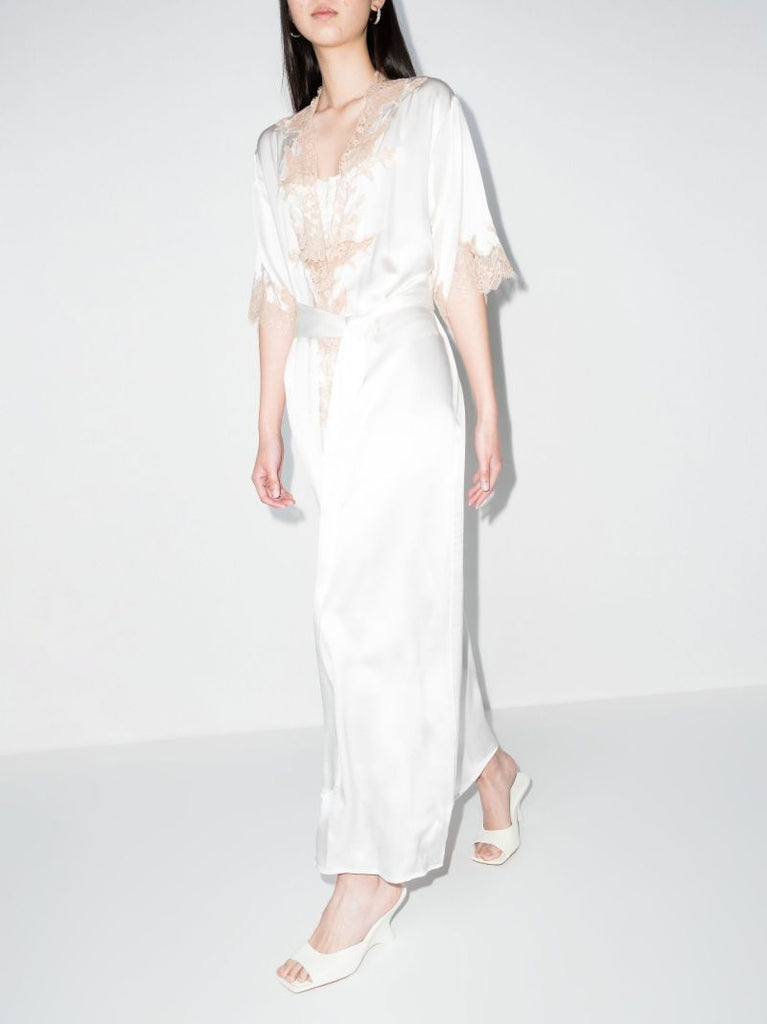 Orchid Lace Long Silk Robe