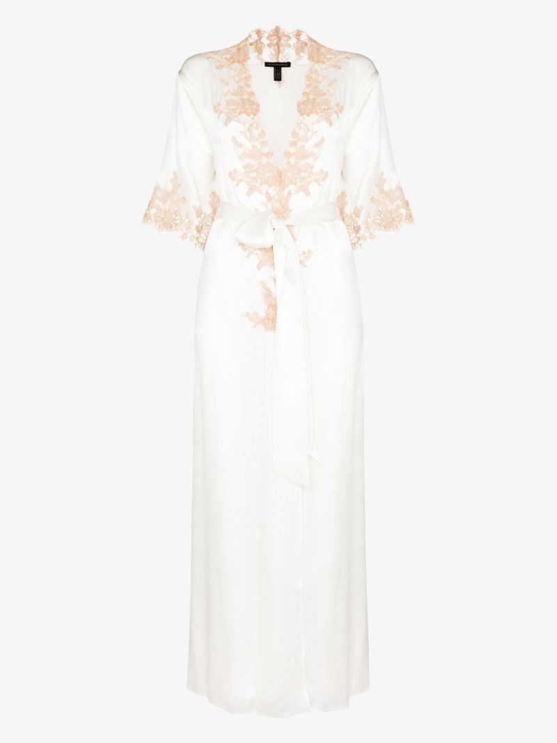 Orchid Lace Long Silk Robe