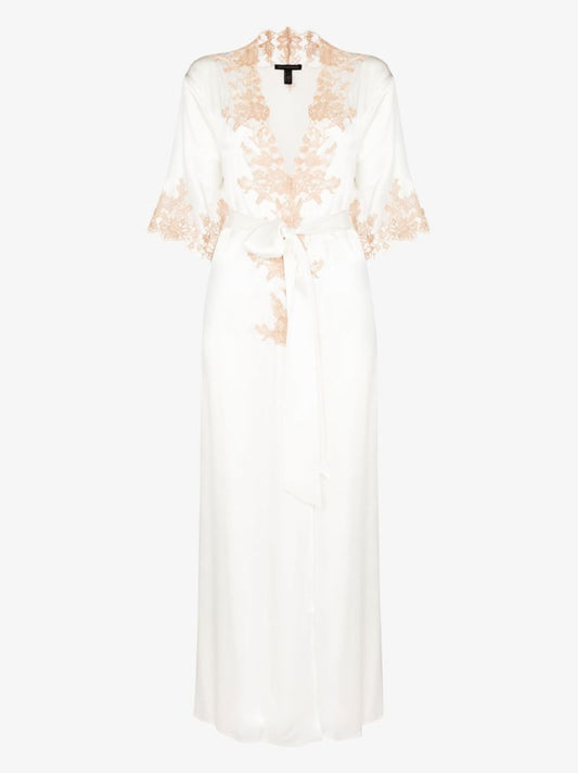 Orchid Lace Long Silk Robe