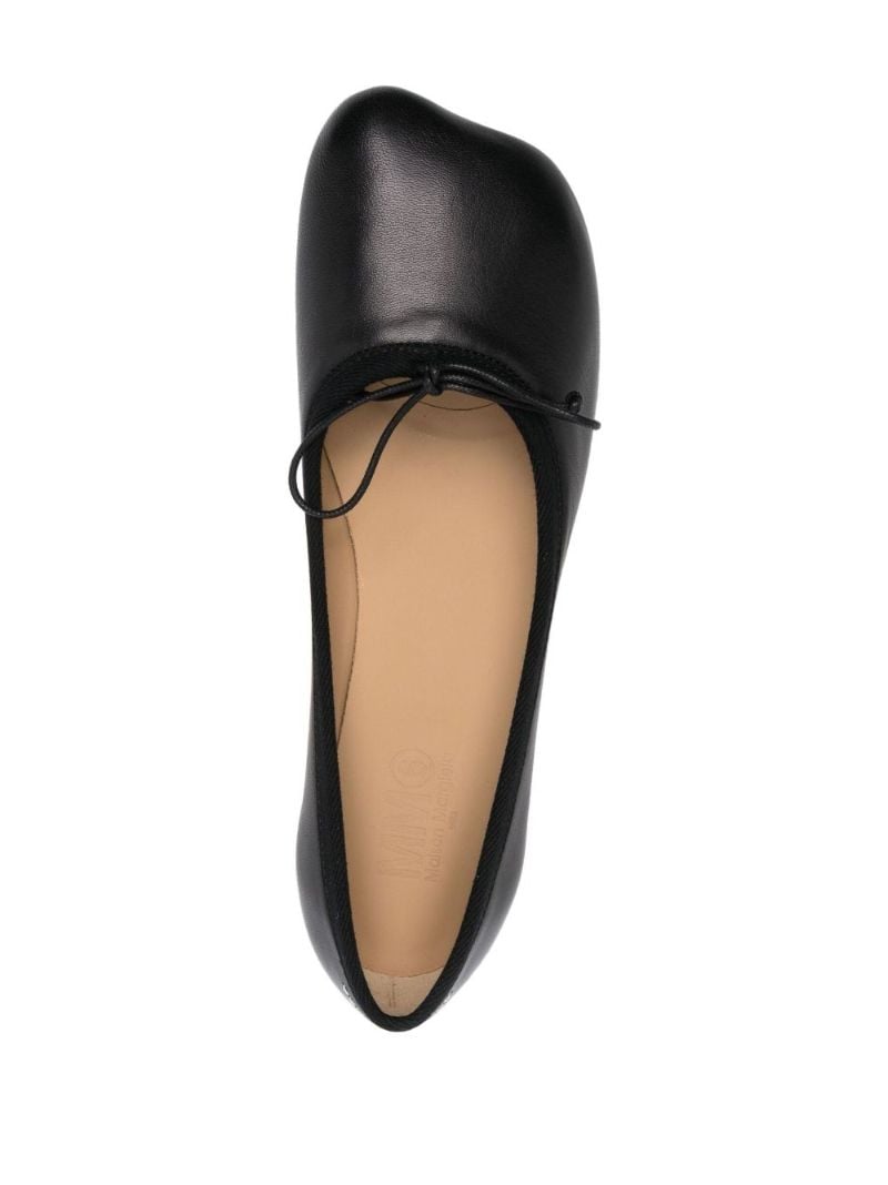 Black Square-toe Leather Ballet Pumps