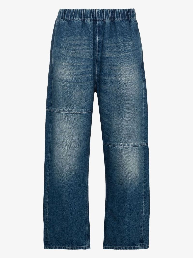Blue Wide Leg Cropped Jeans