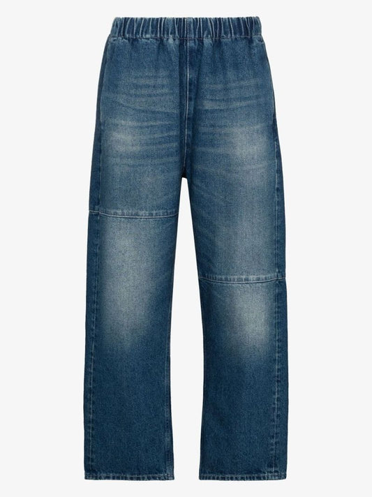 Blue Wide Leg Cropped Jeans