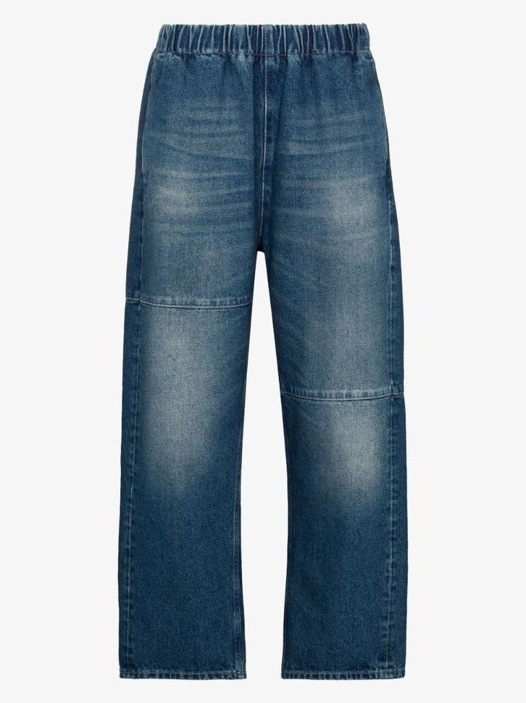 Blue Wide Leg Cropped Jeans