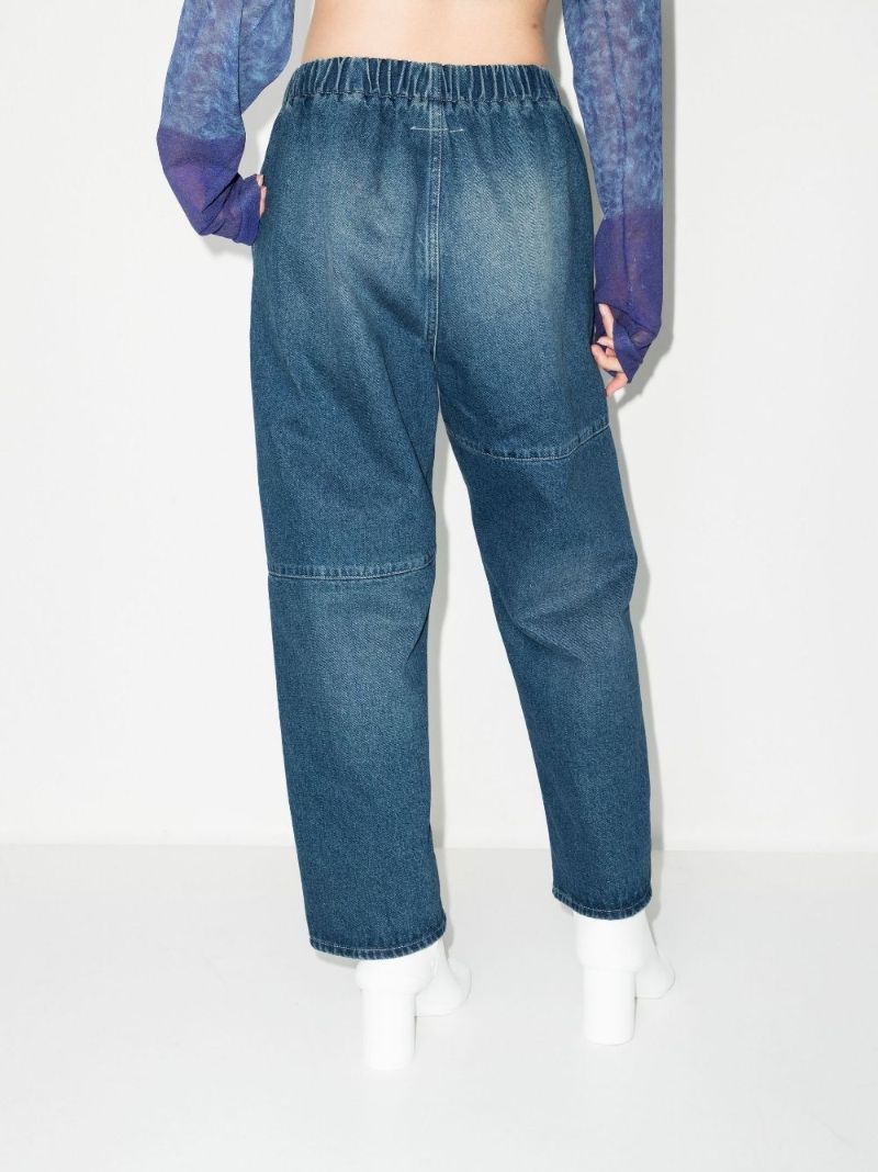 Blue Wide Leg Cropped Jeans
