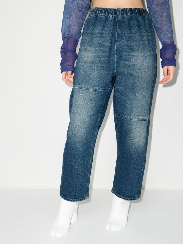 Blue Wide Leg Cropped Jeans