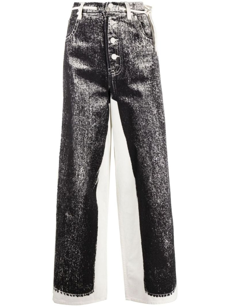 Black Trompe-l'Ã_x0085_â_x0080__x009c_il Mid-rise Wide-leg Jeans