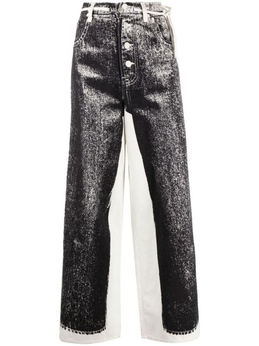 Black Trompe-l'Ã_x0085_â_x0080__x009c_il Mid-rise Wide-leg Jeans