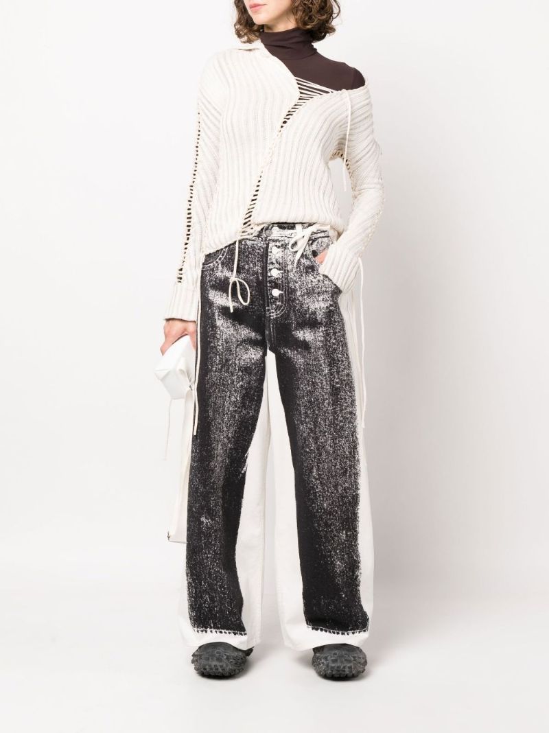 Black Trompe-l'Ã_x0085_â_x0080__x009c_il Mid-rise Wide-leg Jeans