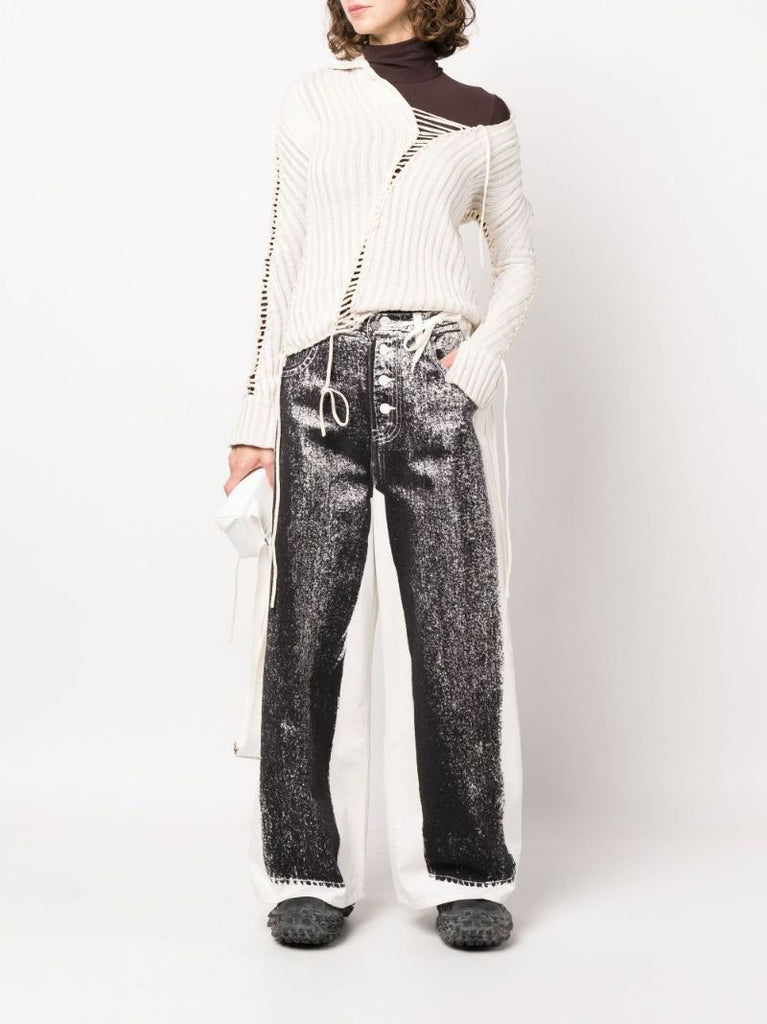 Black Trompe-l'Ã_x0085_â_x0080__x009c_il Mid-rise Wide-leg Jeans