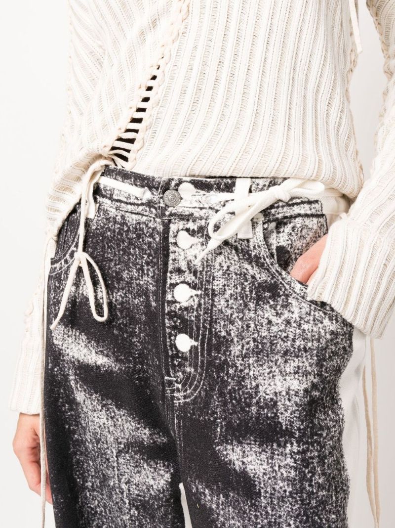 Black Trompe-l'Ã_x0085_â_x0080__x009c_il Mid-rise Wide-leg Jeans