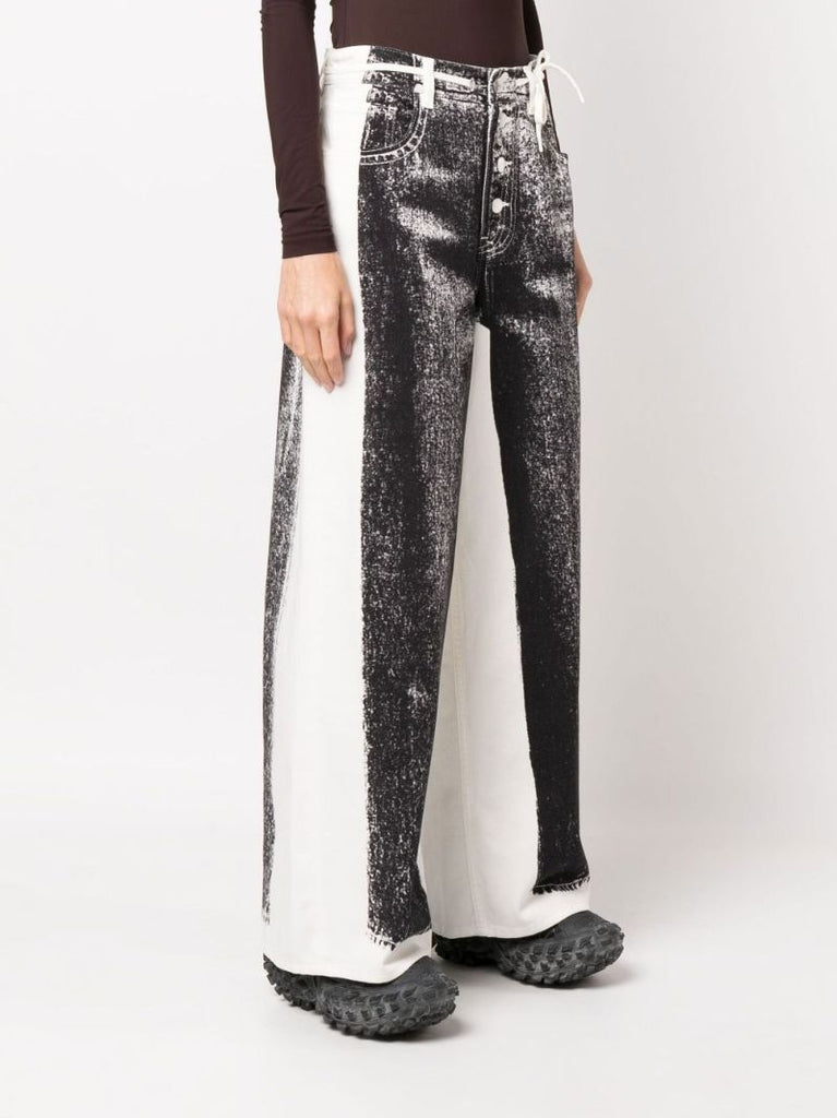 Black Trompe-l'Ã_x0085_â_x0080__x009c_il Mid-rise Wide-leg Jeans