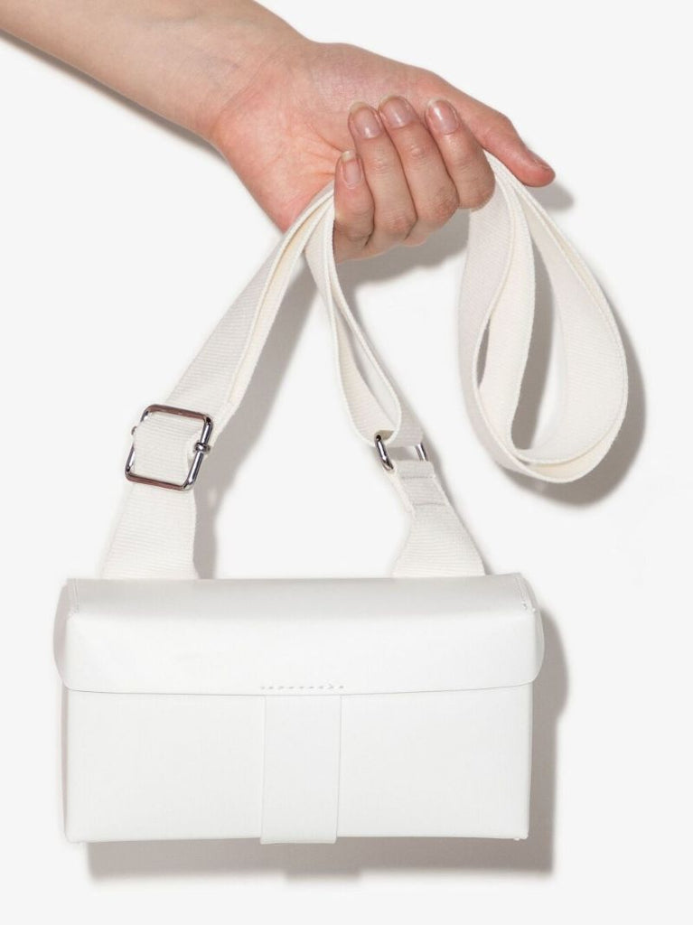 White Toolbox Small Leather Cross Body Bag